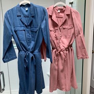 Lot of 2 denim cargo-style dresses
